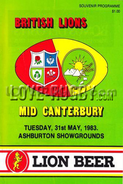 1983 Mid-Canterbury v British Lions  Rugby Programme